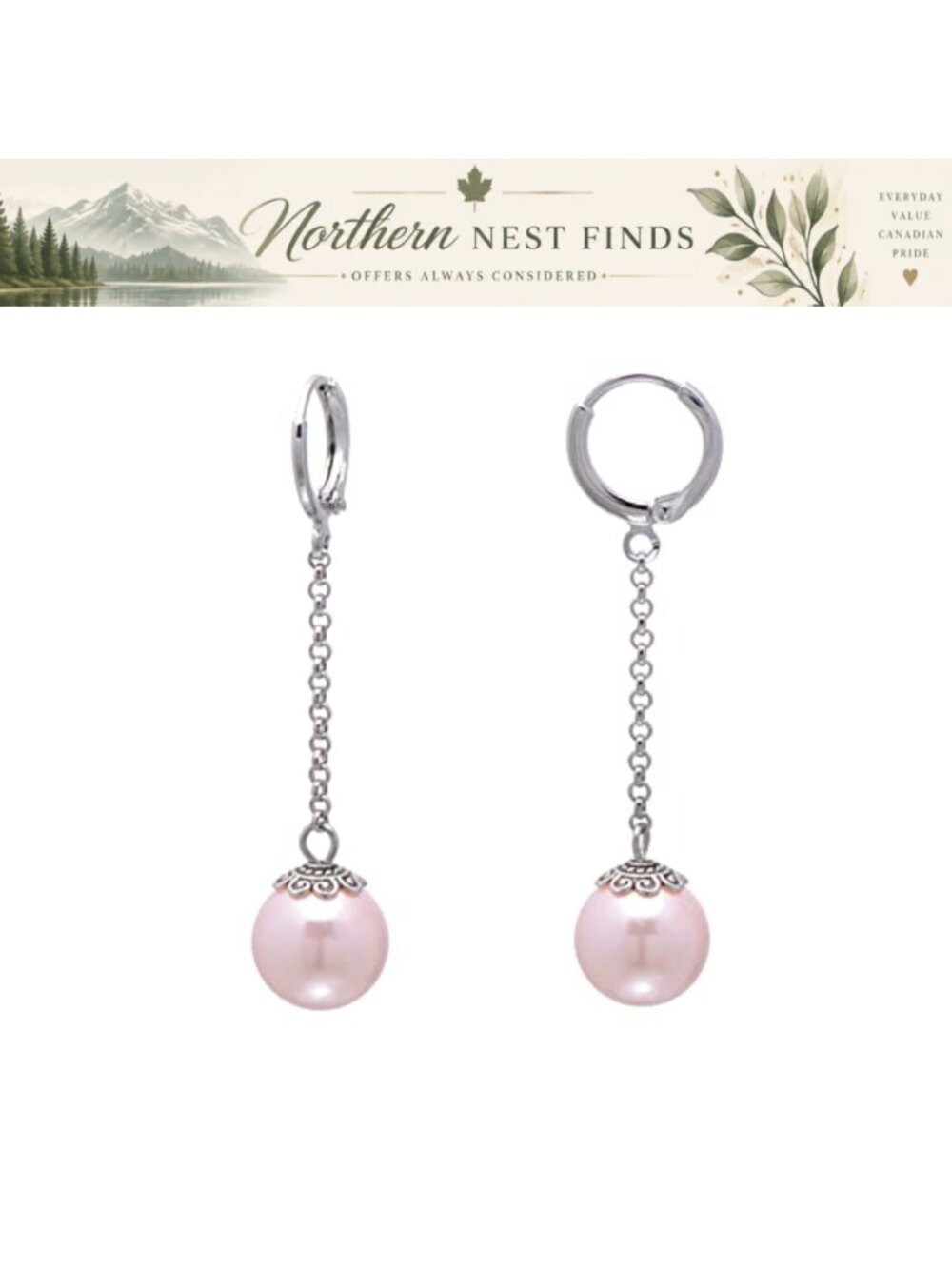 Vintage Leverback Simulated Pearl Drop Earrings White Gold Tone